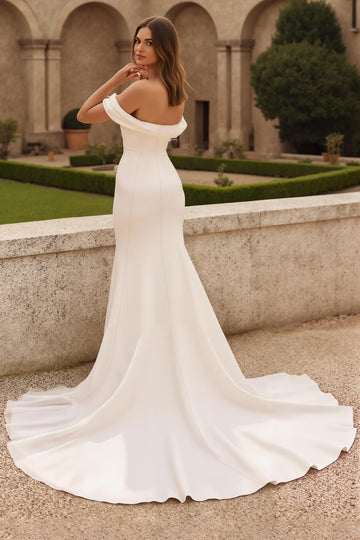 Off The Shoulder Mermaid Ivory Wedding Dress
